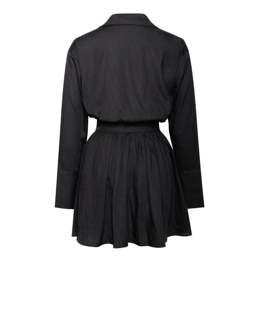 Miss Circle New York Black Jamila Shirt Mini Dress With Embroidered Waist Detail