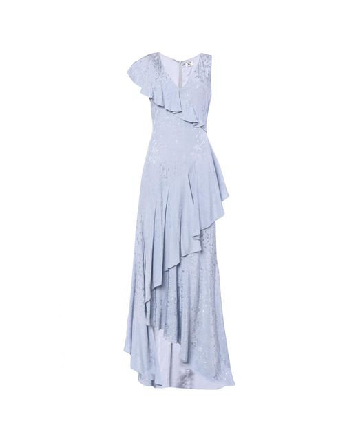 True Decadence Ice Blue Floral Asymmetric Maxi Dress