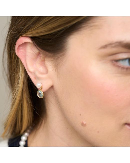 Pearls of the Orient Online Blue Nova Topaz & Cultured Freshwater Pearl Drop Earrings