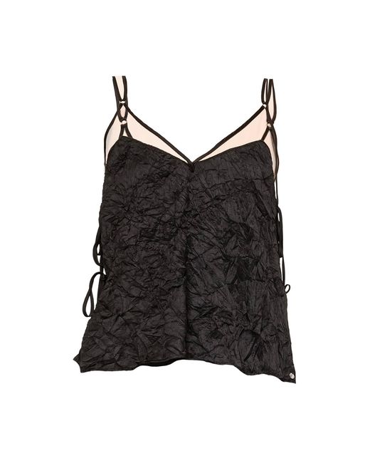Nissa Black Crinkle-Effect Top