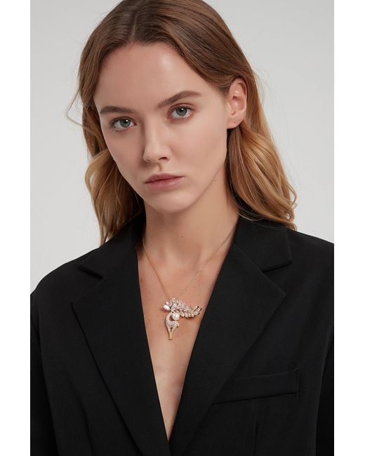 Classicharms Metallic Pavé & Pearl Reindeer Multi Way Brooch Pendant
