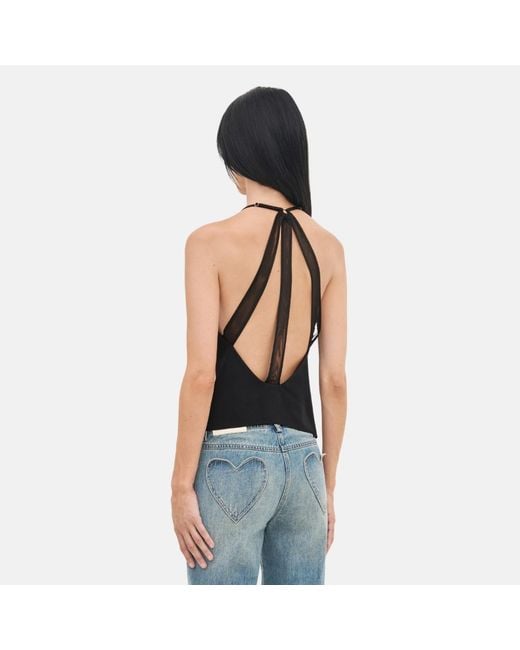 OW Collection Black Lindsey Satin Top