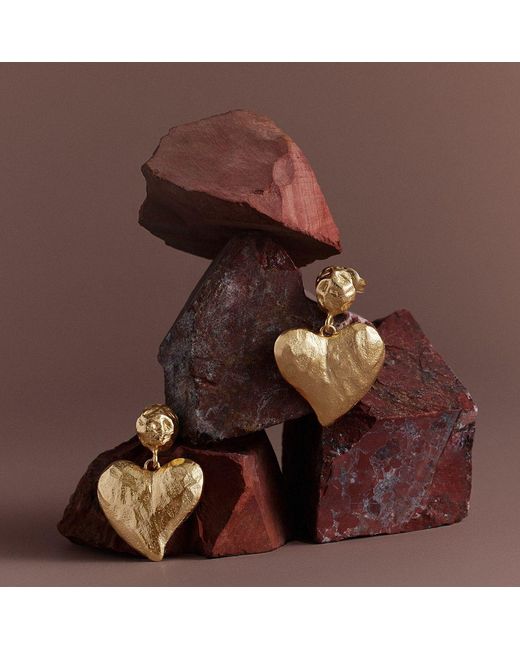 Freqnc Atelier Metallic Amor Heart Drop Earrings