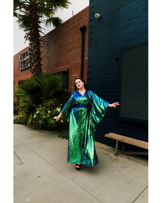 Byvinnik Green Bohémienne Sequin Kimono Robe