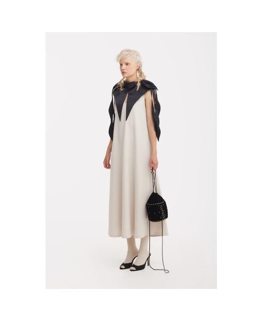 Julia Allert Black Sculptural Satin Statement Collar –