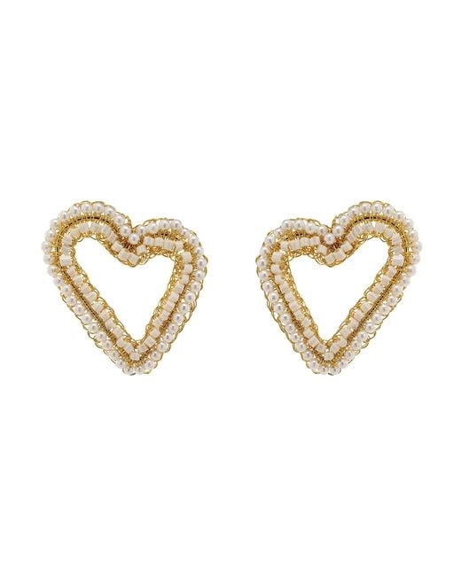 Lavish by Tricia Milaneze Metallic Neutrals Pearl & Amour Open Posts Handmade Crochet Earrings