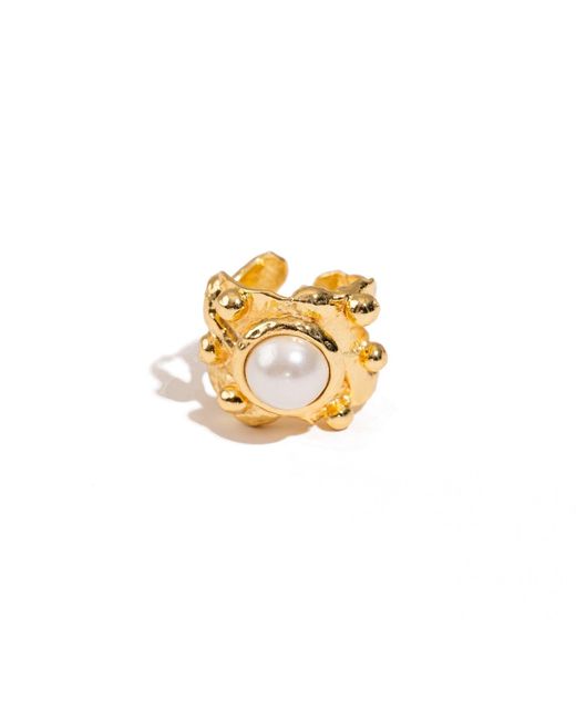 Ebru Jewelry Metallic Royal Pearl Crown Ring