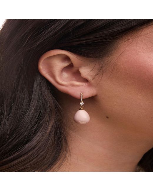 Saachi Pink Colored Pearl Dangle Earrings