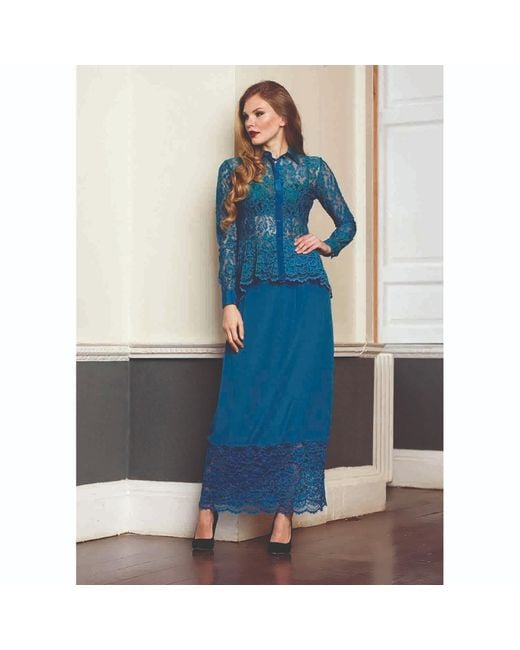 Sophie Cameron Davies Blue Silk Maxi Skirt