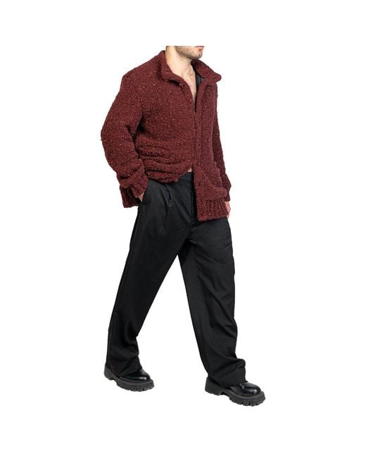 Maison Bogomil Purple Chunky Knit Bomber Cardigan for men