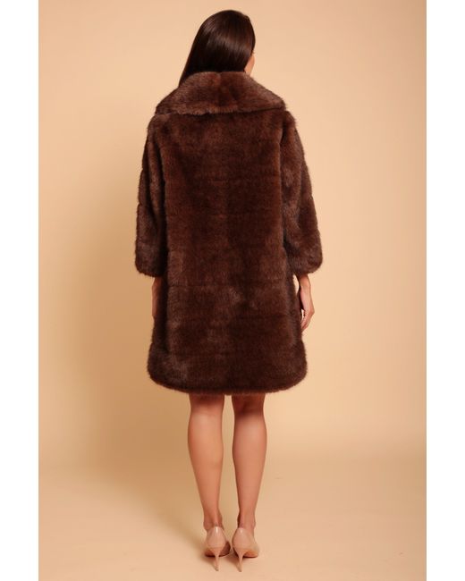 Santinni Brown 'hollywood' Faux Fur Coat In Marrone