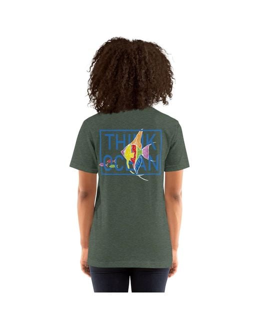 Anchor and Crew Green Forest Think Ocean Fish Fluorescence Cotton Embroidered T-Shirt
