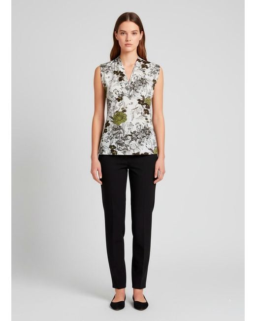 Conquista Multicolor Botanical Sketch Sleeveless V-Neck Top