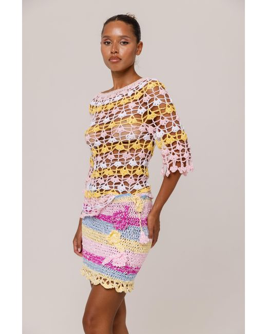 Andreeva Multicolor Bird Of Paradise Handmade Crochet Top