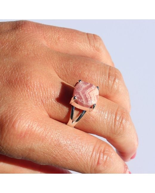 FV Jewellery White La Stèle Rhodochrosite & Square Ring