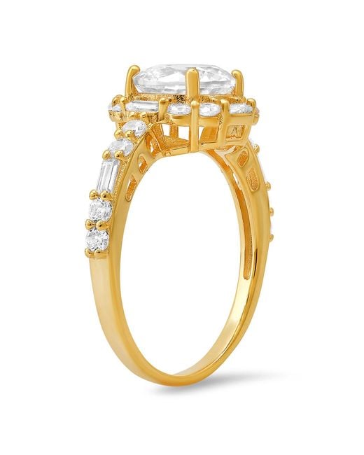 Kylie Harper Metallic Round & Baguette-Cut Halo Diamond Cz Ring