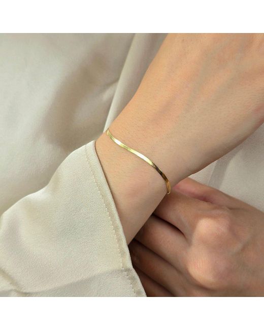 Harfi Metallic Plated Everyday Herringbone Chain Stacking Bracelet