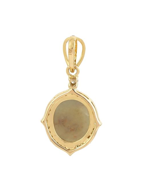 Artisan Metallic Oval Diamond Yellow Gold Pendant