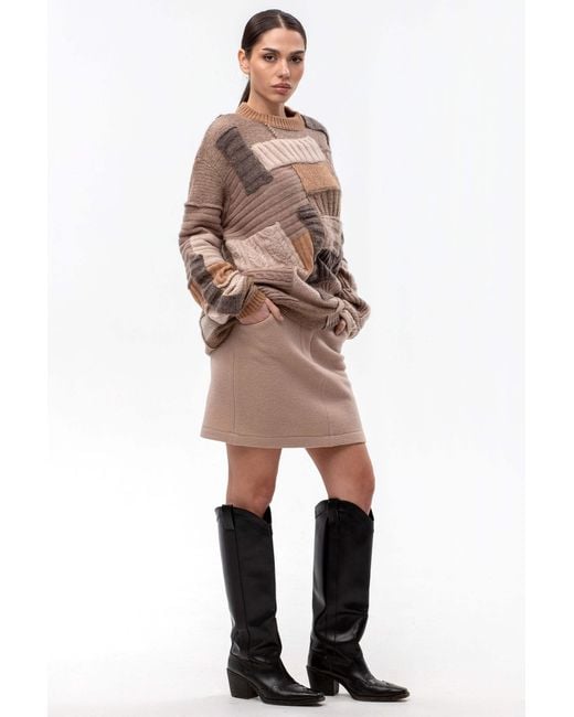 Maison Bogomil Brown Chunky Patchwork Sweater