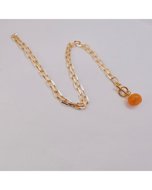 VALERIE CHIC Metallic Pumpkin Aventurine Necklace 18K