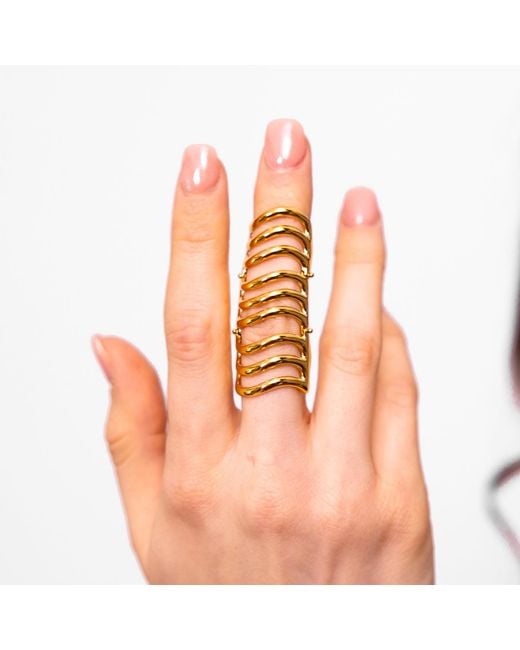 Lucy Quartermaine Metallic Waterfall Armour Ring