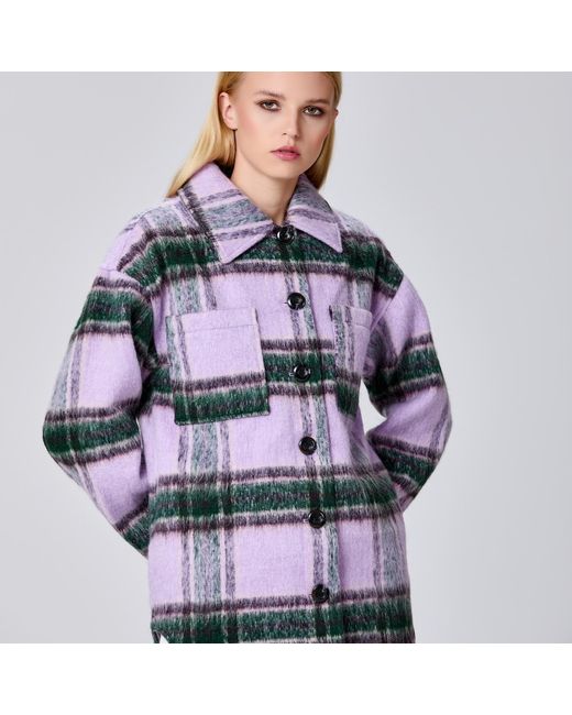 Smart and Joy Multicolor Oversized Tartan Polyester Shirt Jacket