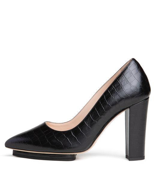 Beautiisoles by Robyn Shreiber Made in Italy Black Pippa Comfortable Dressy Leather Platform Pump Work Or Valentine Evening