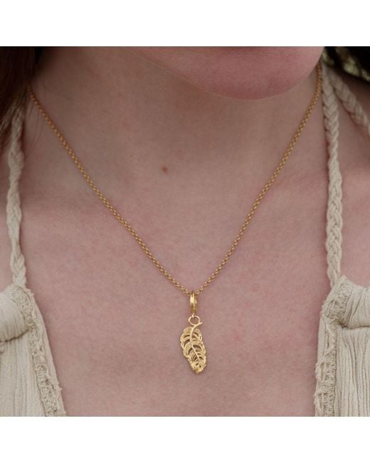 Lily Charmed Metallic Plated Small Feather Charm Necklace