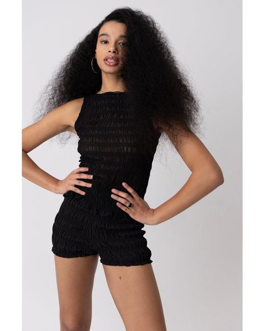 Amy Lynn Black Sonya Shirred Top