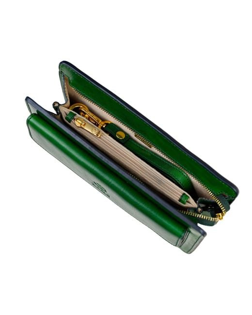 Time Resistance Green Leather Clutch Purse for men