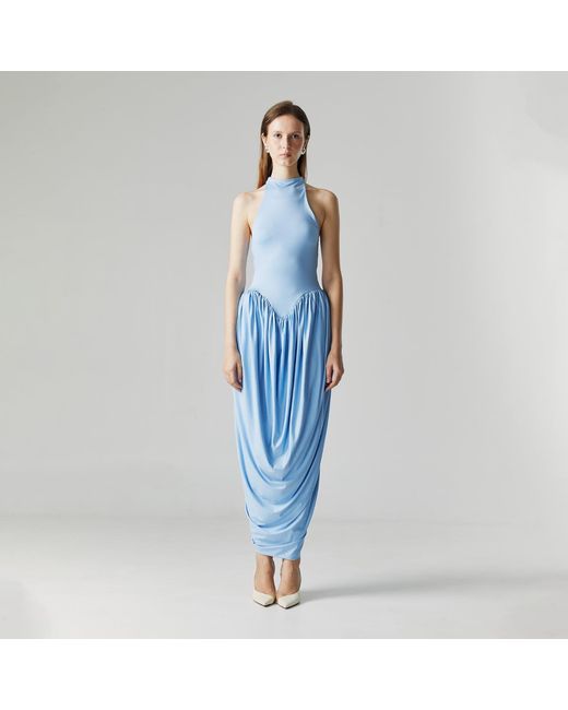 Ats the Label Blue Celine Drapped Maxi Dress