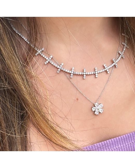SHYMI Metallic Prong-Set Flower Necklace