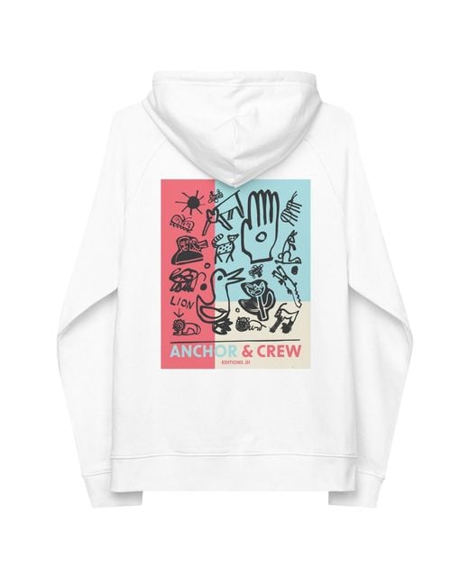 Anchor and Crew White One Moon Safari Editions Organic Cotton Hoodie for men