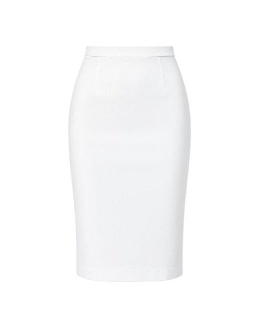 Conquista White Fitted High-Waisted Pencil Skirt