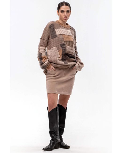 Maison Bogomil Brown Chunky Patchwork Sweater