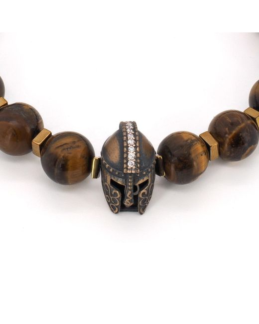 Ebru Jewelry Brown Tiger's Eye Stone Beaded Gladiator Bracelet for men