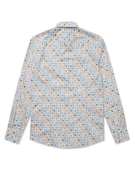 Gresham Blake White Neutrals Dove Stamp Shirt for men