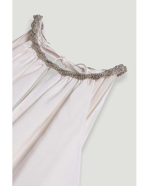 Nocturne White Embellished Halter Blouse