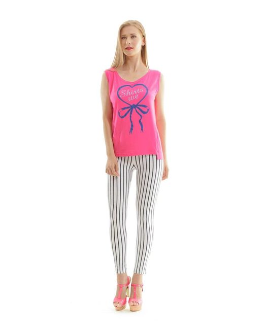 Conquista Pink Sleeveless Print Top