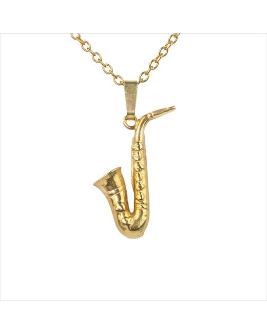 Simon Kemp Jewellers Metallic Saxophone Pendant Eighteen Carat On Solid Sterling for men