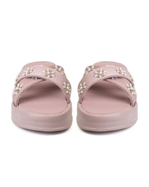 Rettrose Pink The Safira Luxury Cross Over Embellished Slides