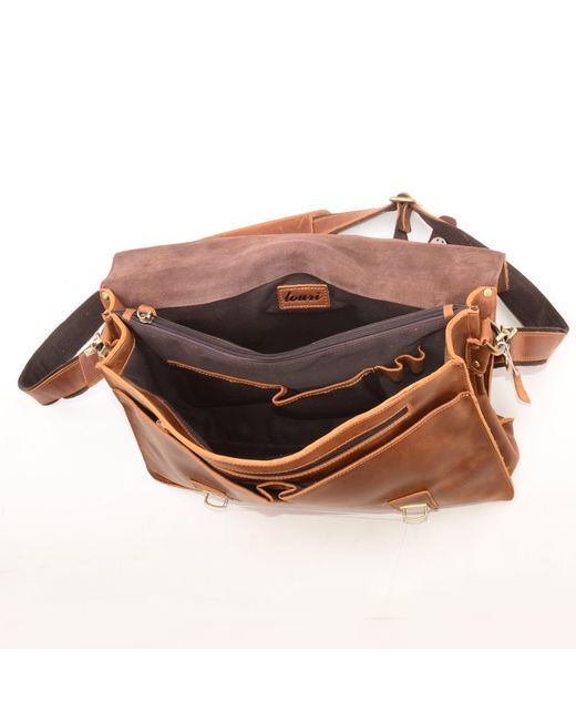 Touri Brown Genuine Leather Laptop Messenger