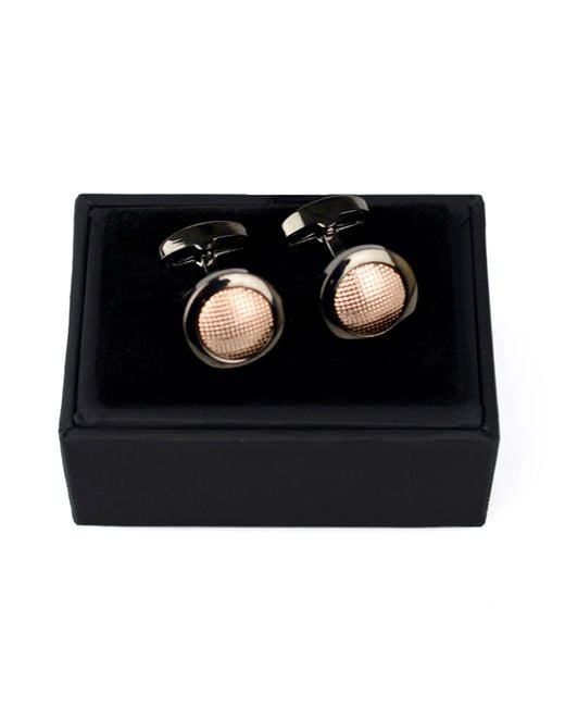 DAVID WEJ Black Rose Circle Patterned Cufflinks for men