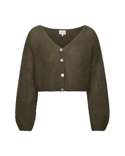 American Dreams Green Neutrals Cornelia Cropped Cardigan Dark Taupe