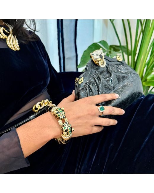Laura Gray Metallic Enamel Double Panther Bracelet