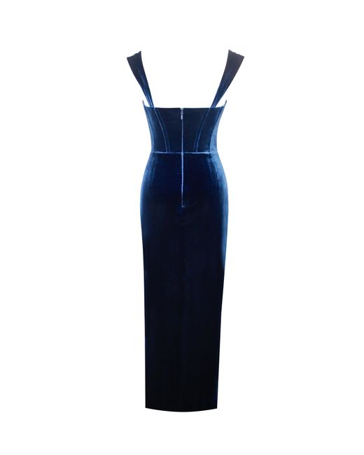 Miss Circle New York Blue Odilia Lace Velvet Maxi Dress
