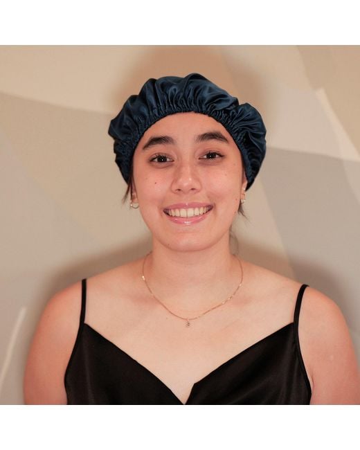 Soft Strokes Silk Blue Pure Mulberry Silk Hair Bonnet