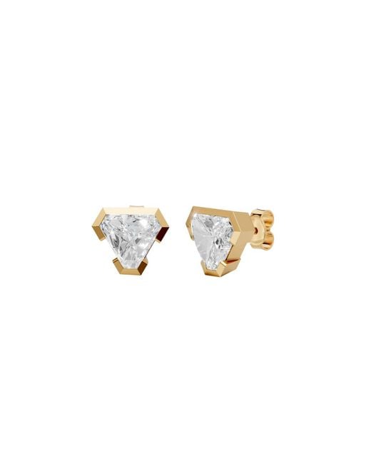 Aya Fine Jewelry White 2.65 Cwt Trillion Cut Lab Diamond Stud Earrings