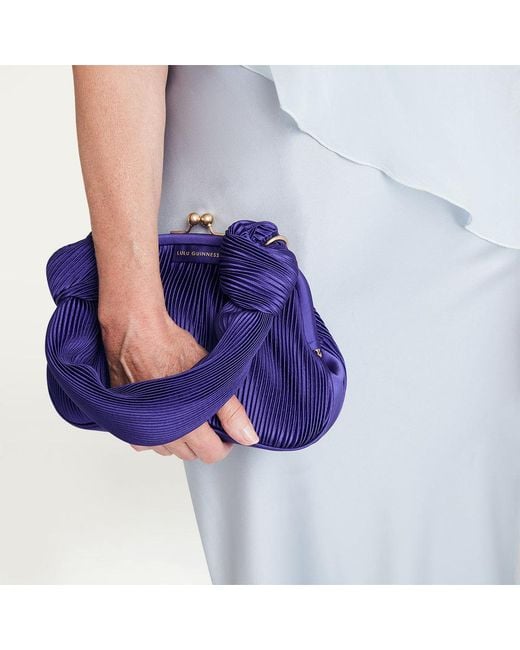 Lulu Guinness Purple Satin Plisse Lois Bag