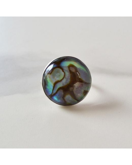 Glamrocks Jewelry Green Crystal Abalone Shell Sterling Ring